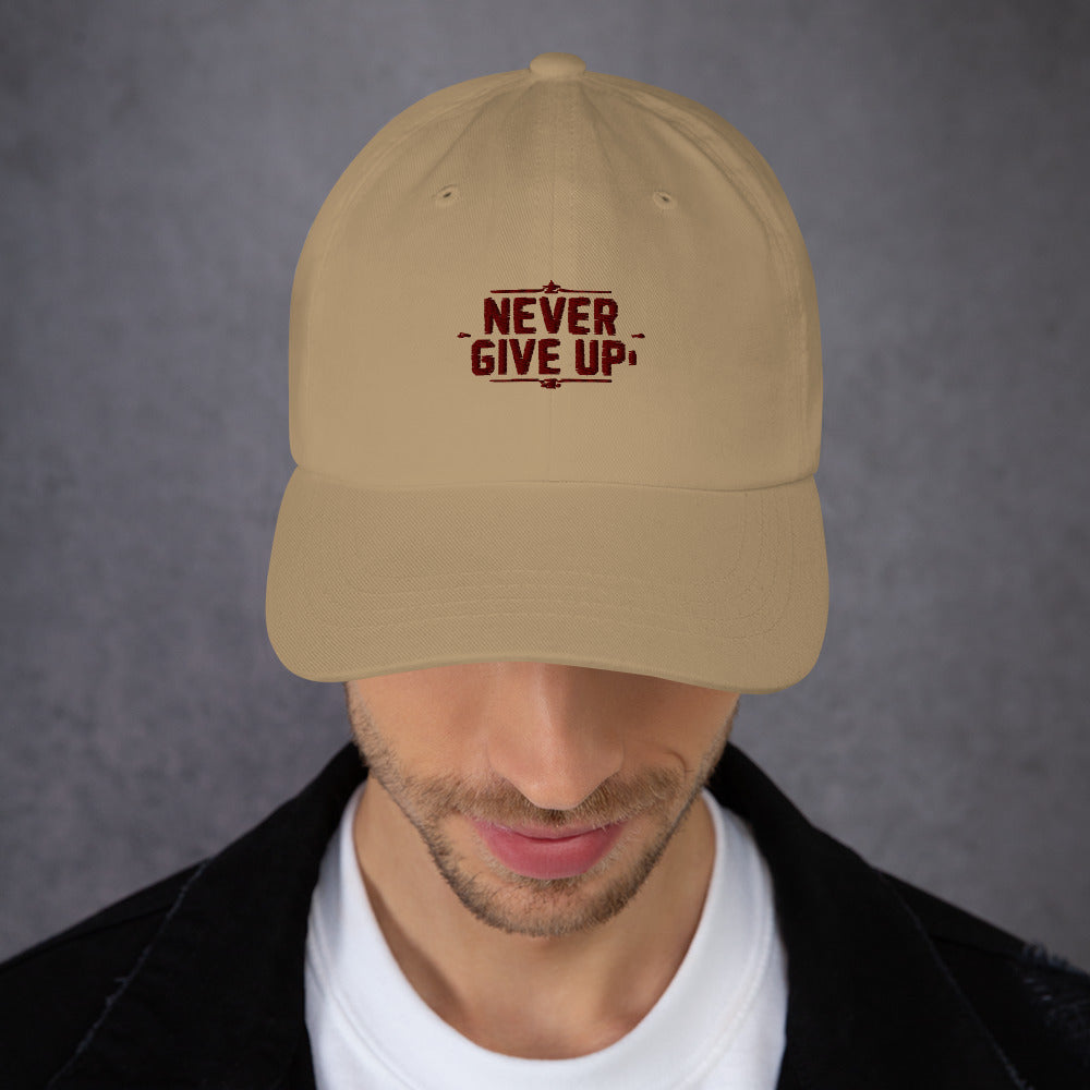 Never give up Dad hat (Light variant)