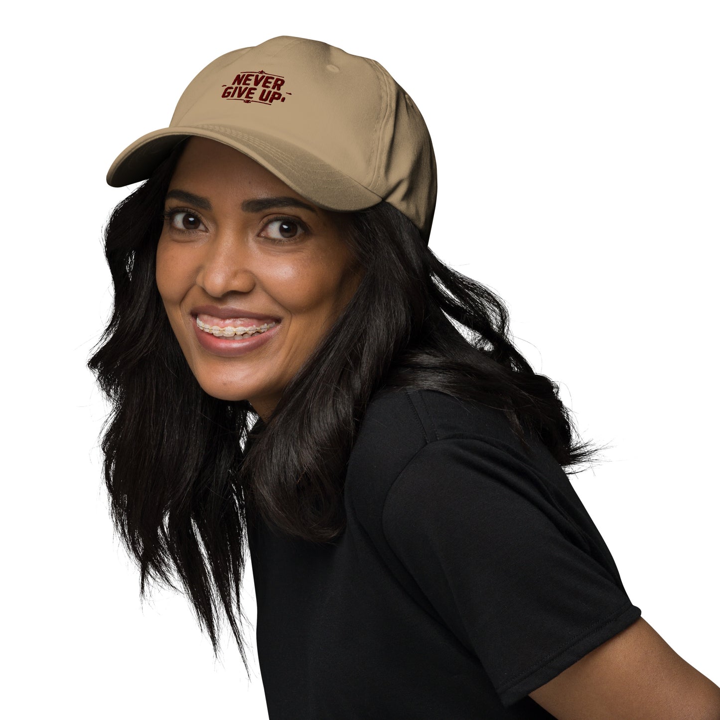 Never give up Dad hat (Light variant)
