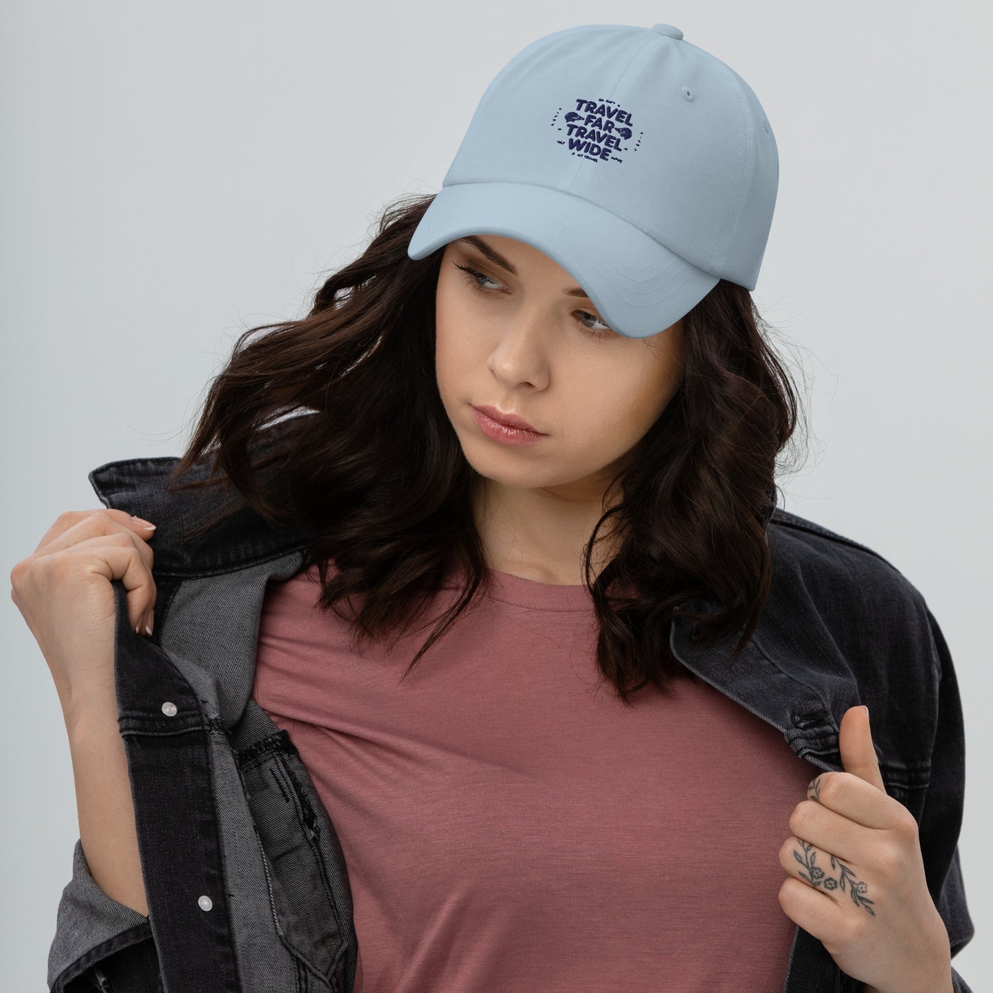 Travel far Travel wide Dad hat (Light Variant)