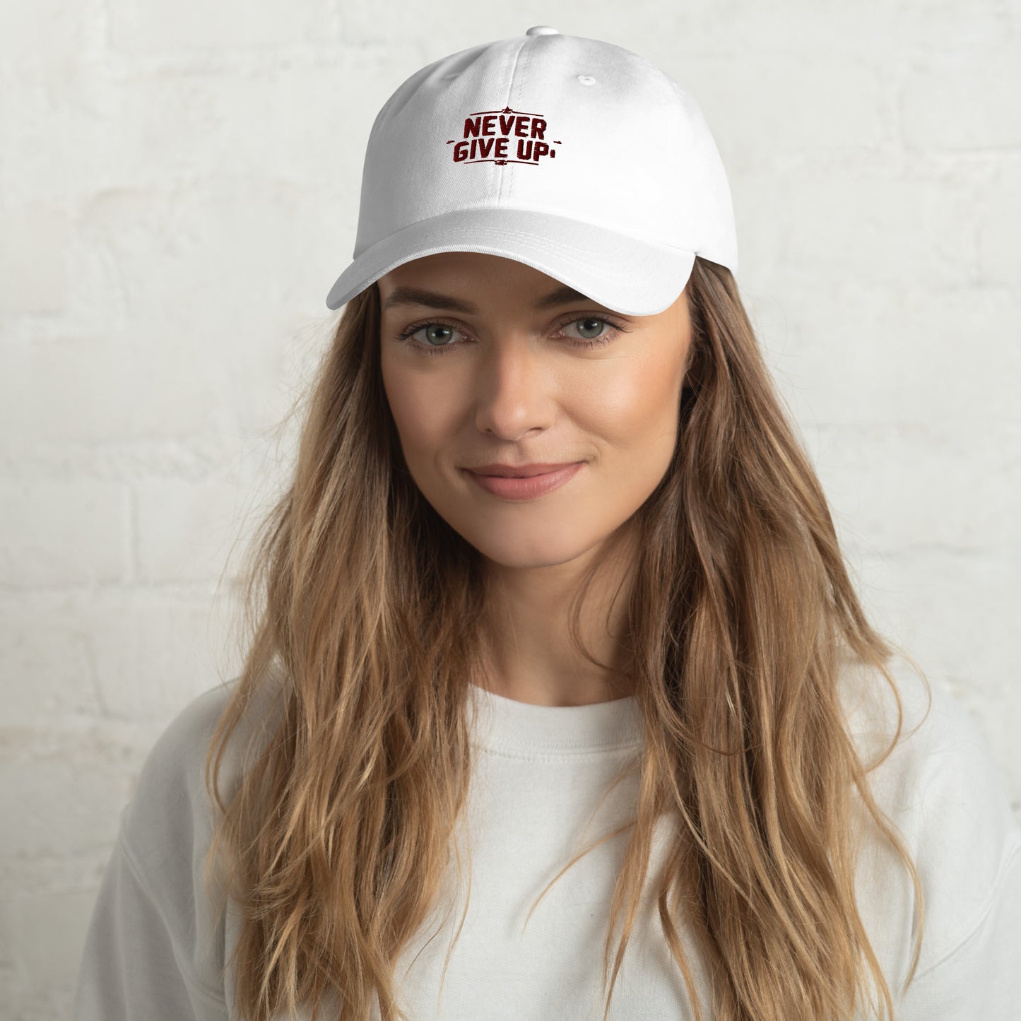 Never give up Dad hat (Light variant)