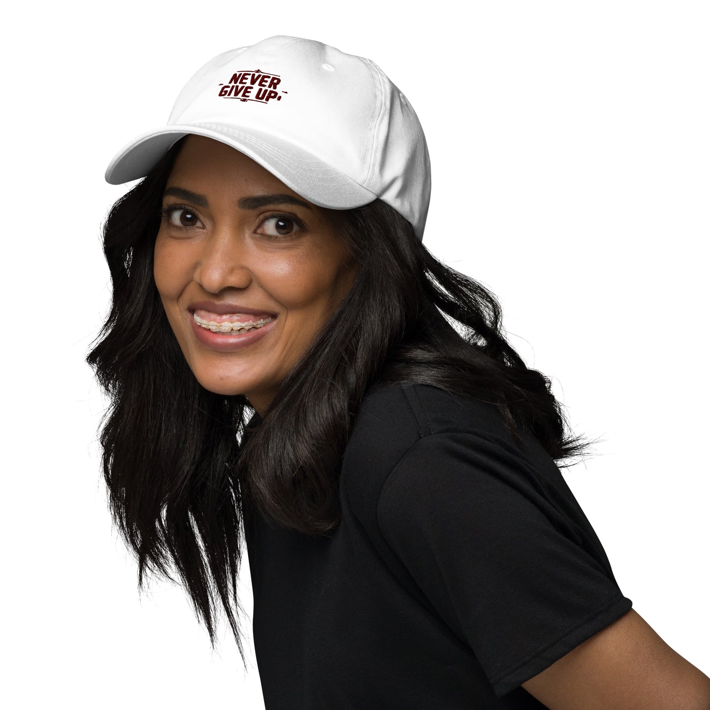 Never give up Dad hat (Light variant)