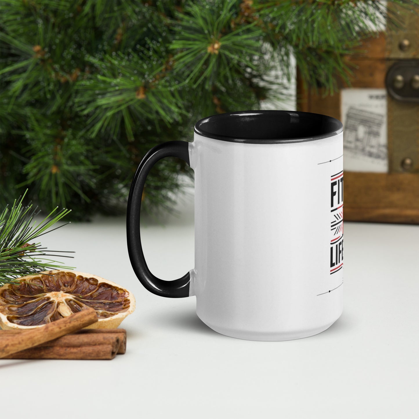 Fitness is lifestyle Mug with Color Inside