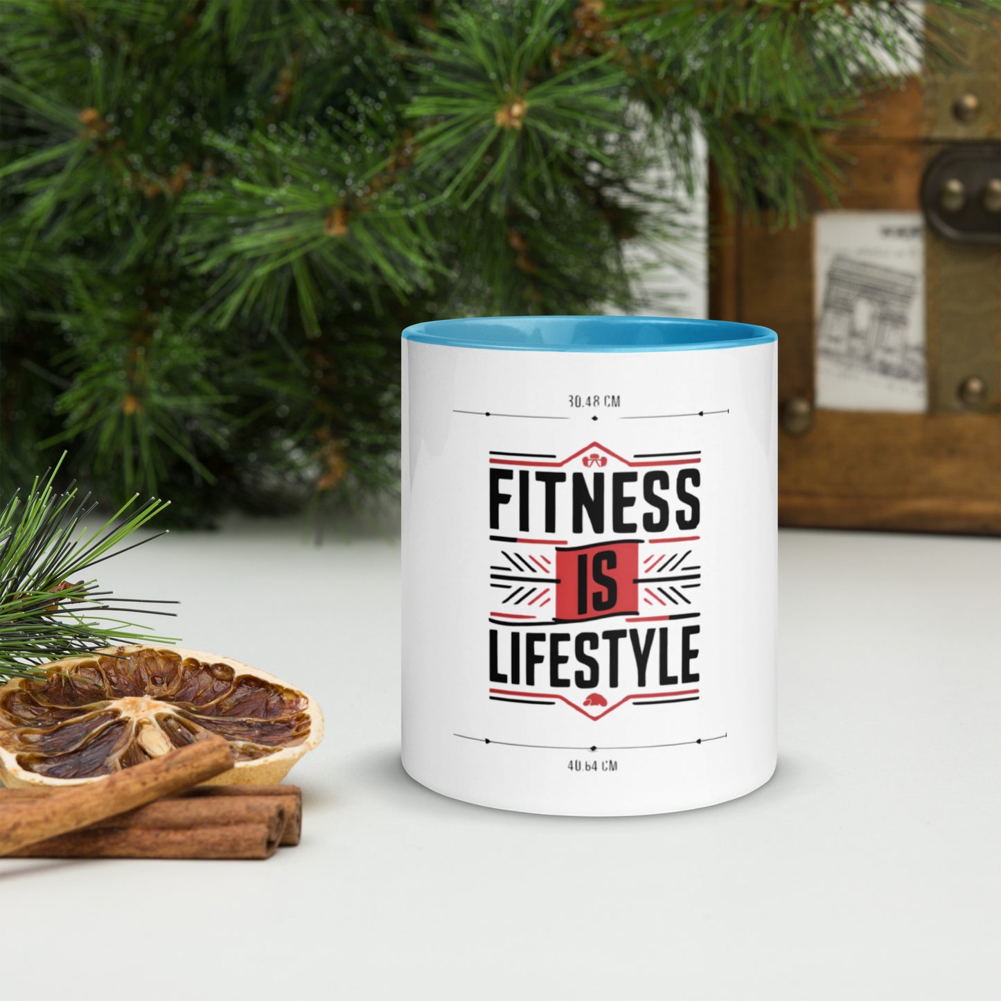 Fitness is lifestyle Mug with Color Inside