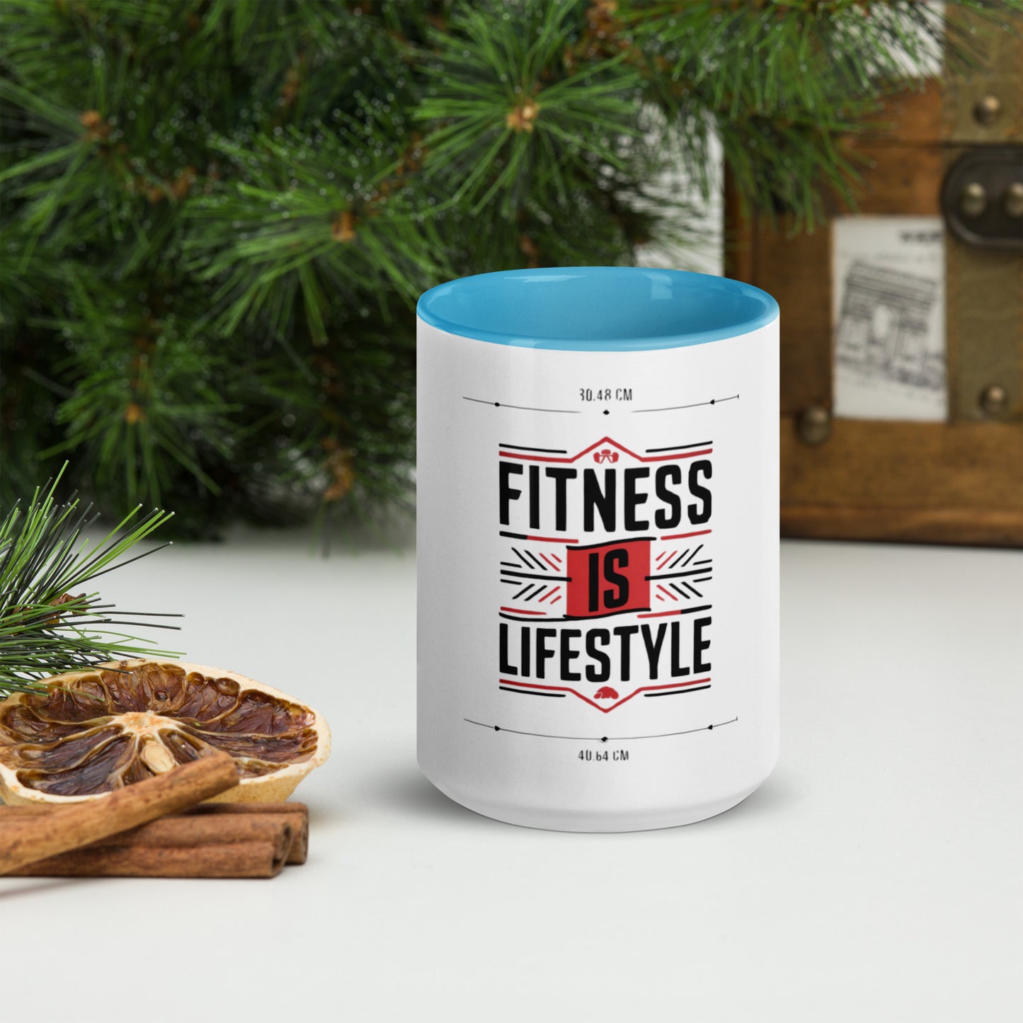 Fitness is lifestyle Mug with Color Inside