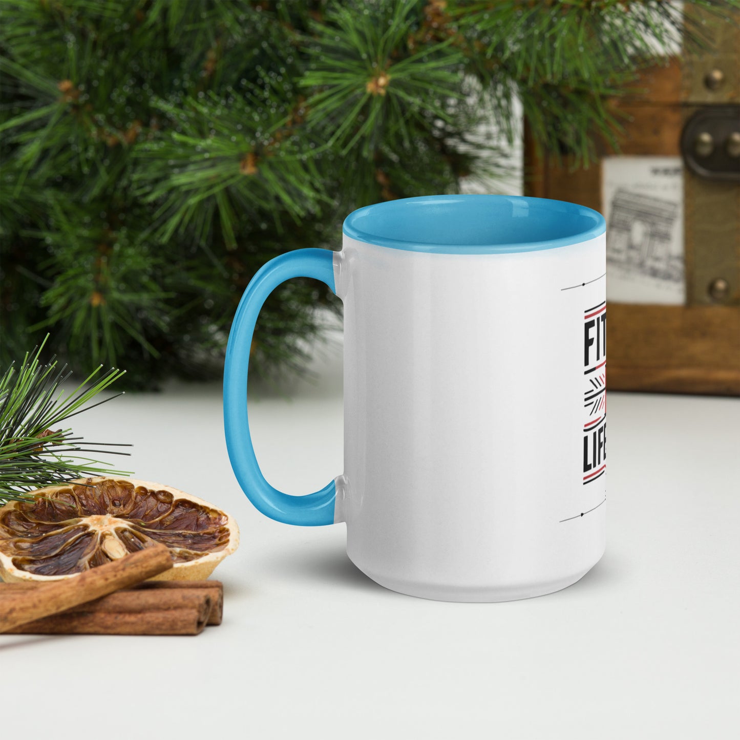 Fitness is lifestyle Mug with Color Inside