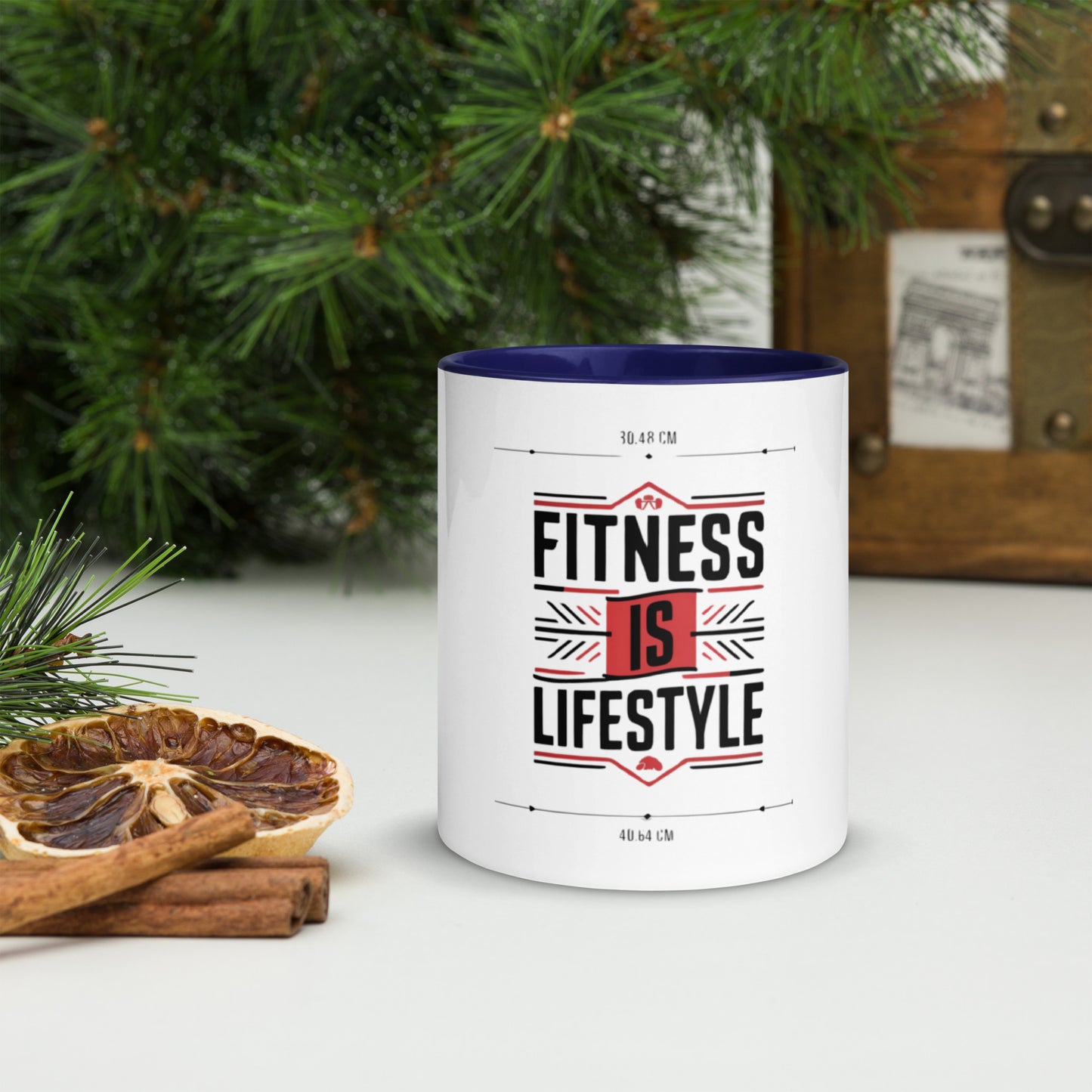 Fitness is lifestyle Mug with Color Inside