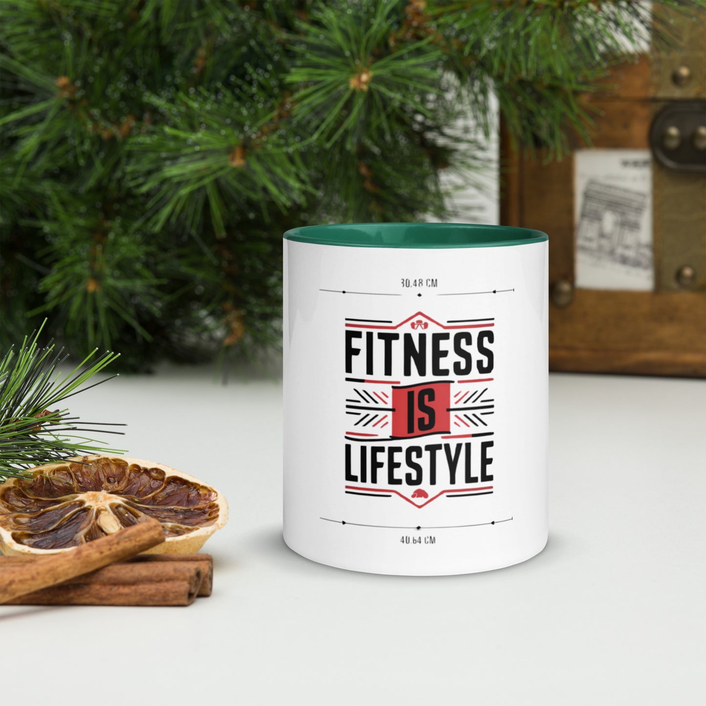 Fitness is lifestyle Mug with Color Inside