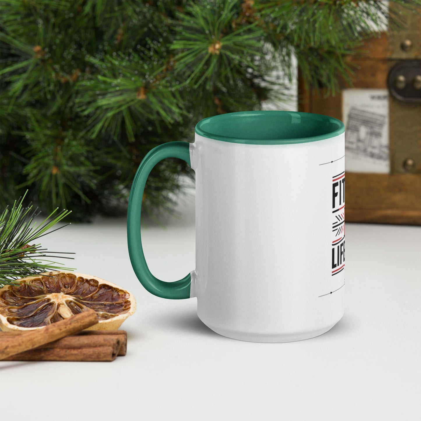 Fitness is lifestyle Mug with Color Inside