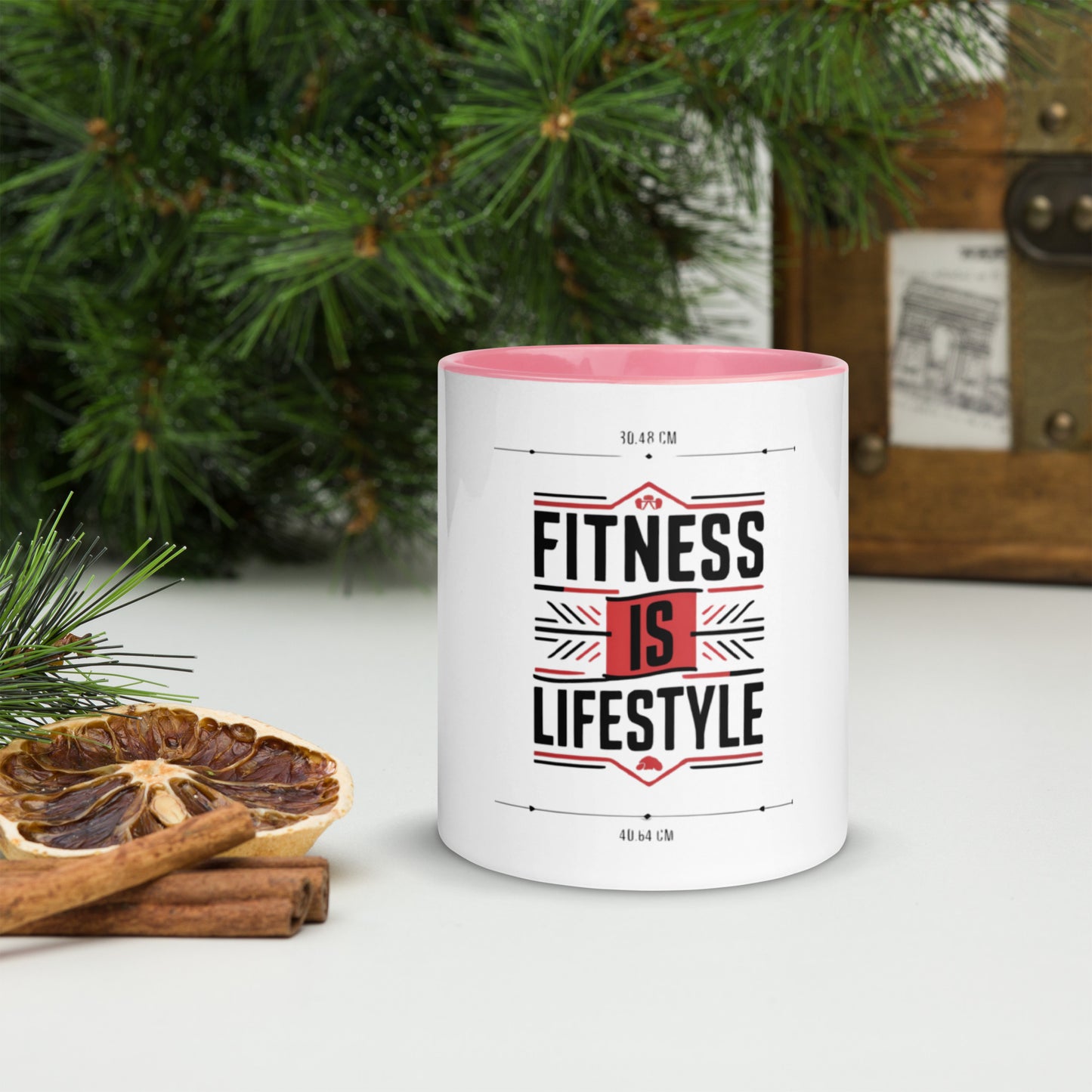 Fitness is lifestyle Mug with Color Inside