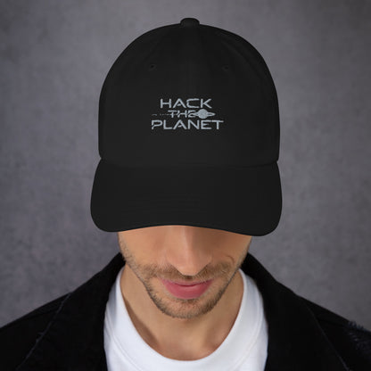 Hack the planet  Dad hat (Dark variant)