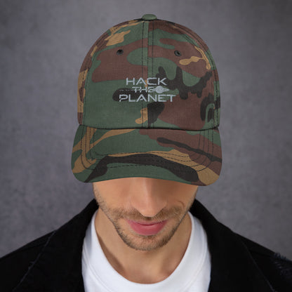 Hack the planet  Dad hat (Dark variant)