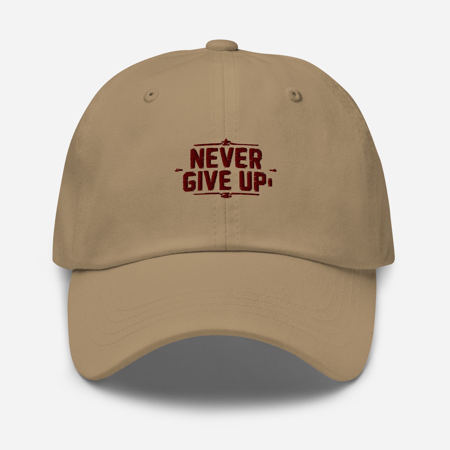 Never give up Dad hat (Light variant)