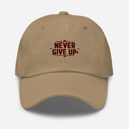 Never give up Dad hat (Light variant)