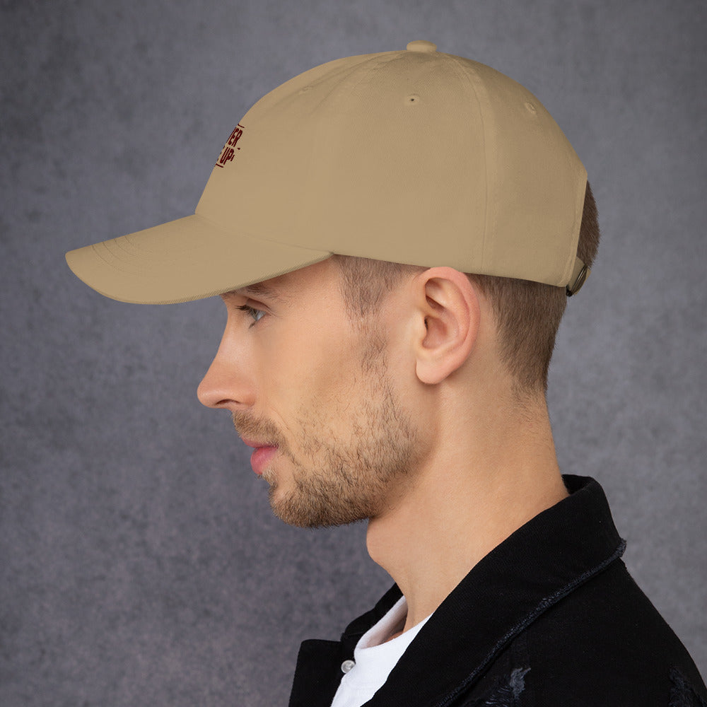 Never give up Dad hat (Light variant)