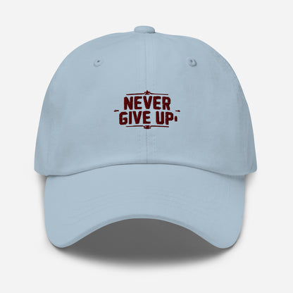 Never give up Dad hat (Light variant)