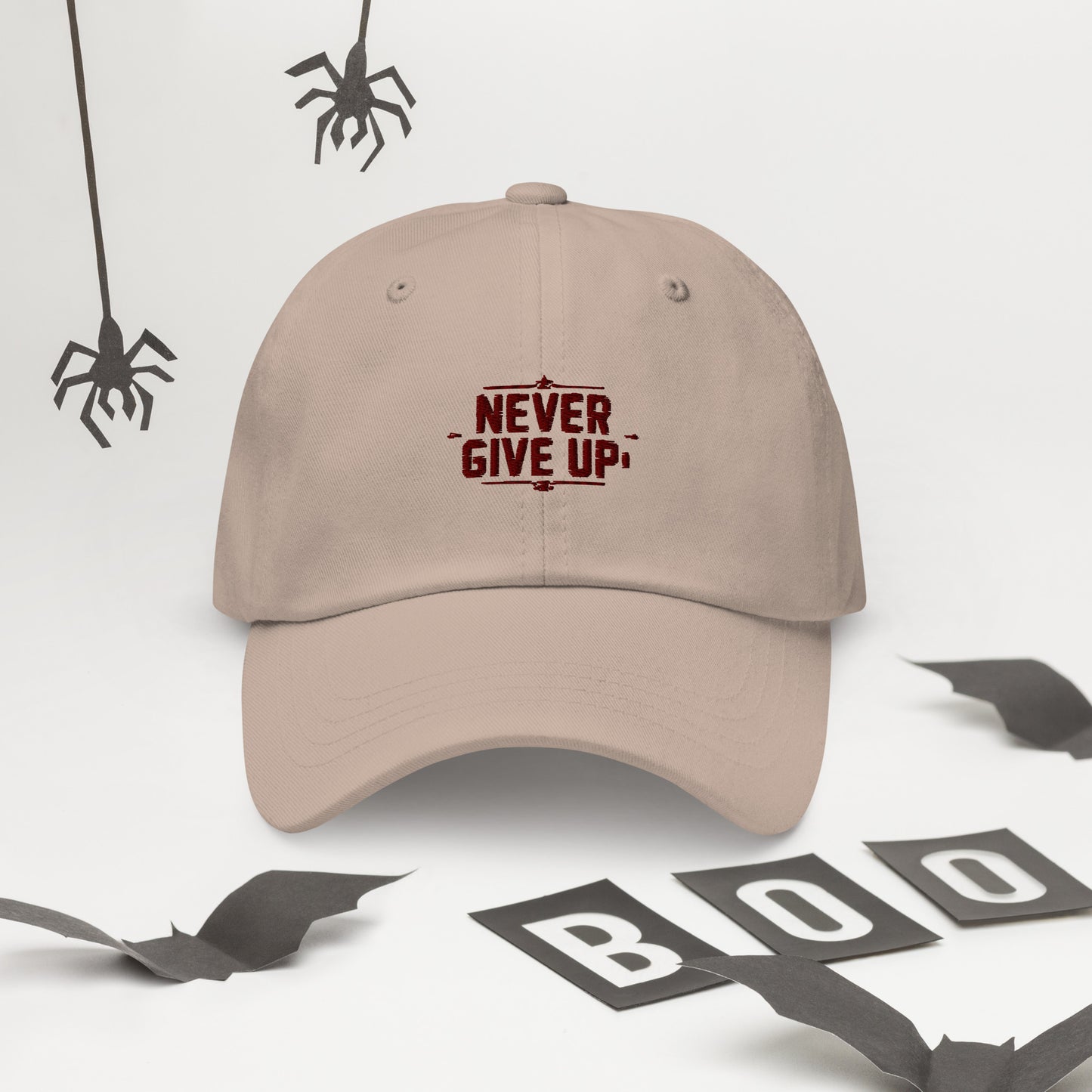 Never give up Dad hat (Light variant)