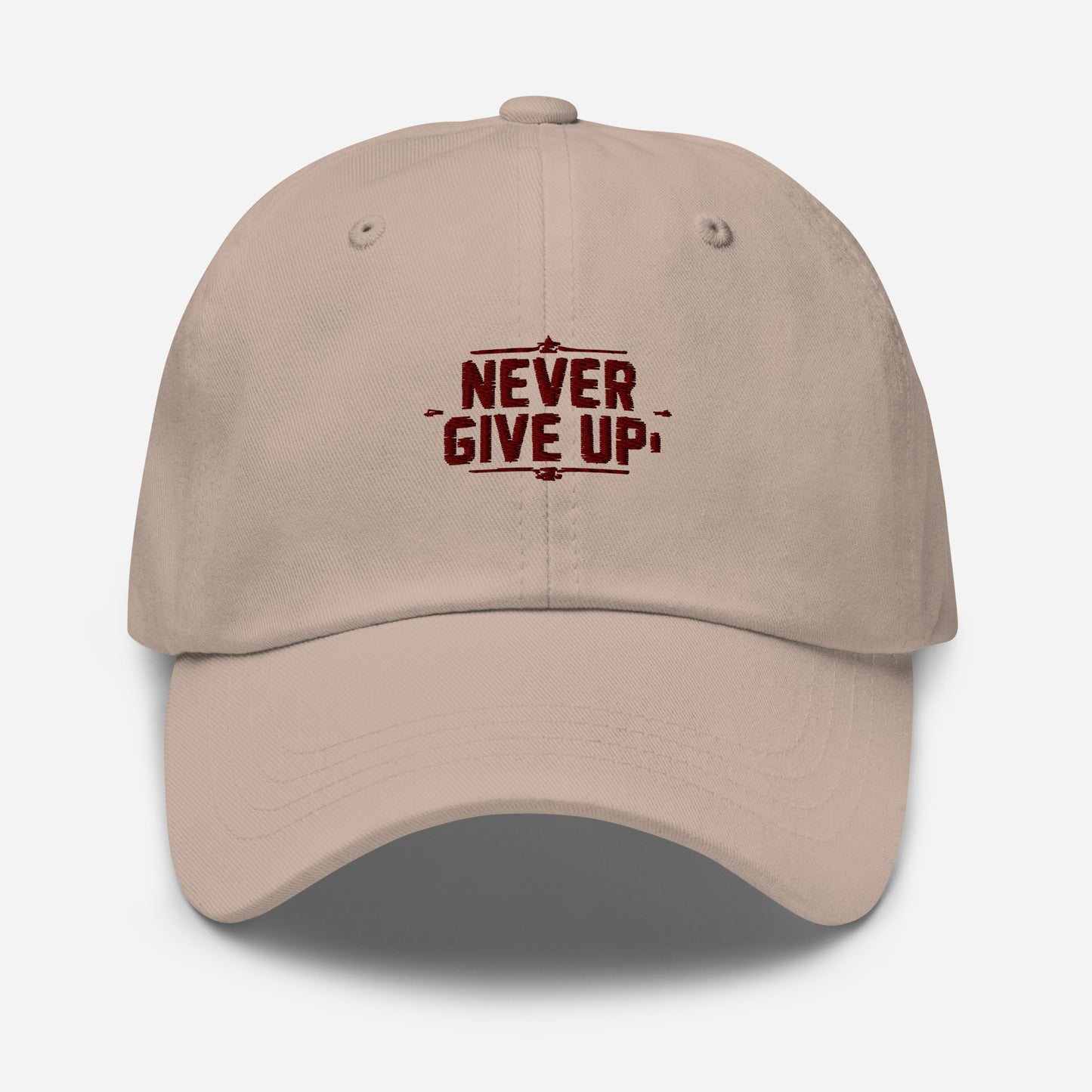 Never give up Dad hat (Light variant)