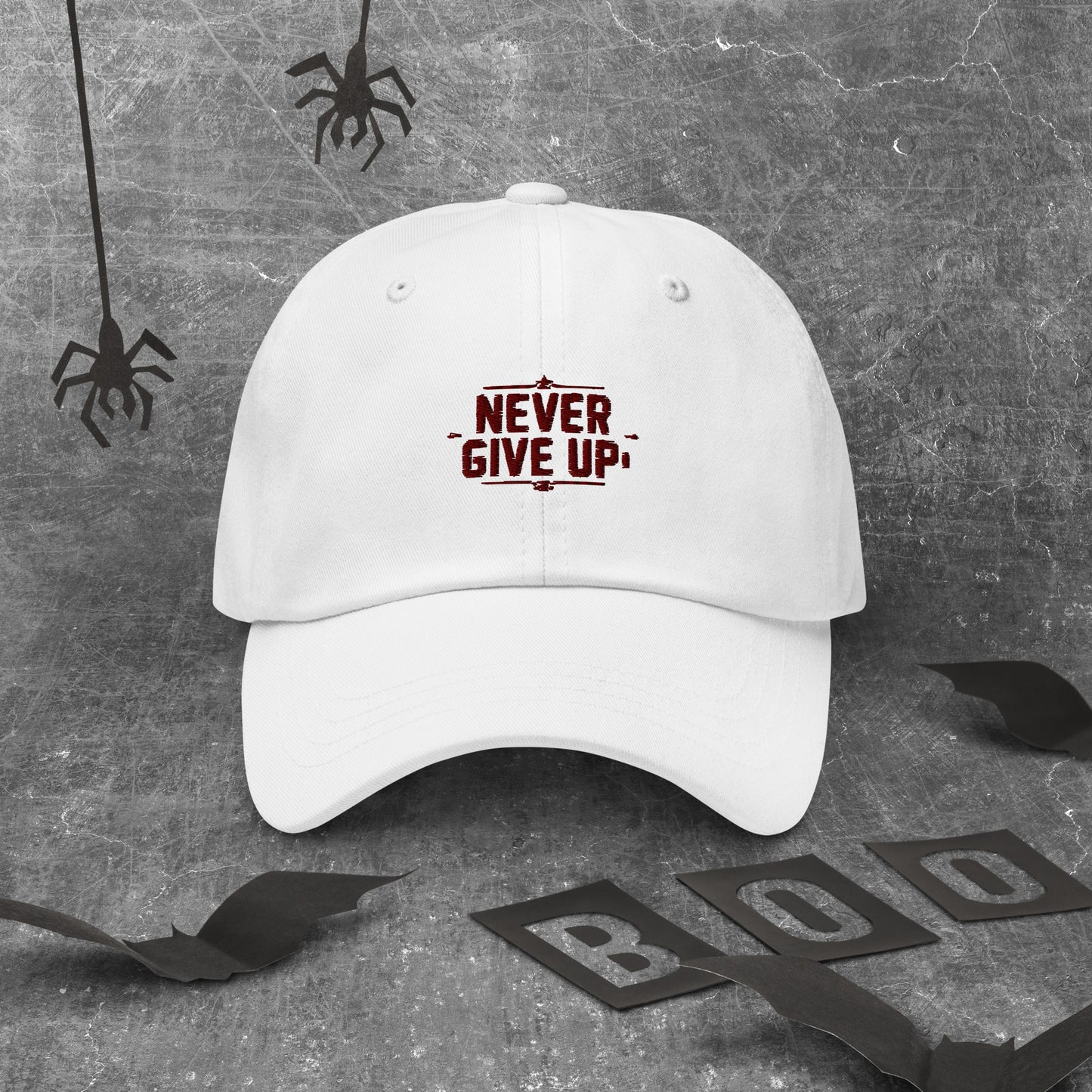 Never give up Dad hat (Light variant)
