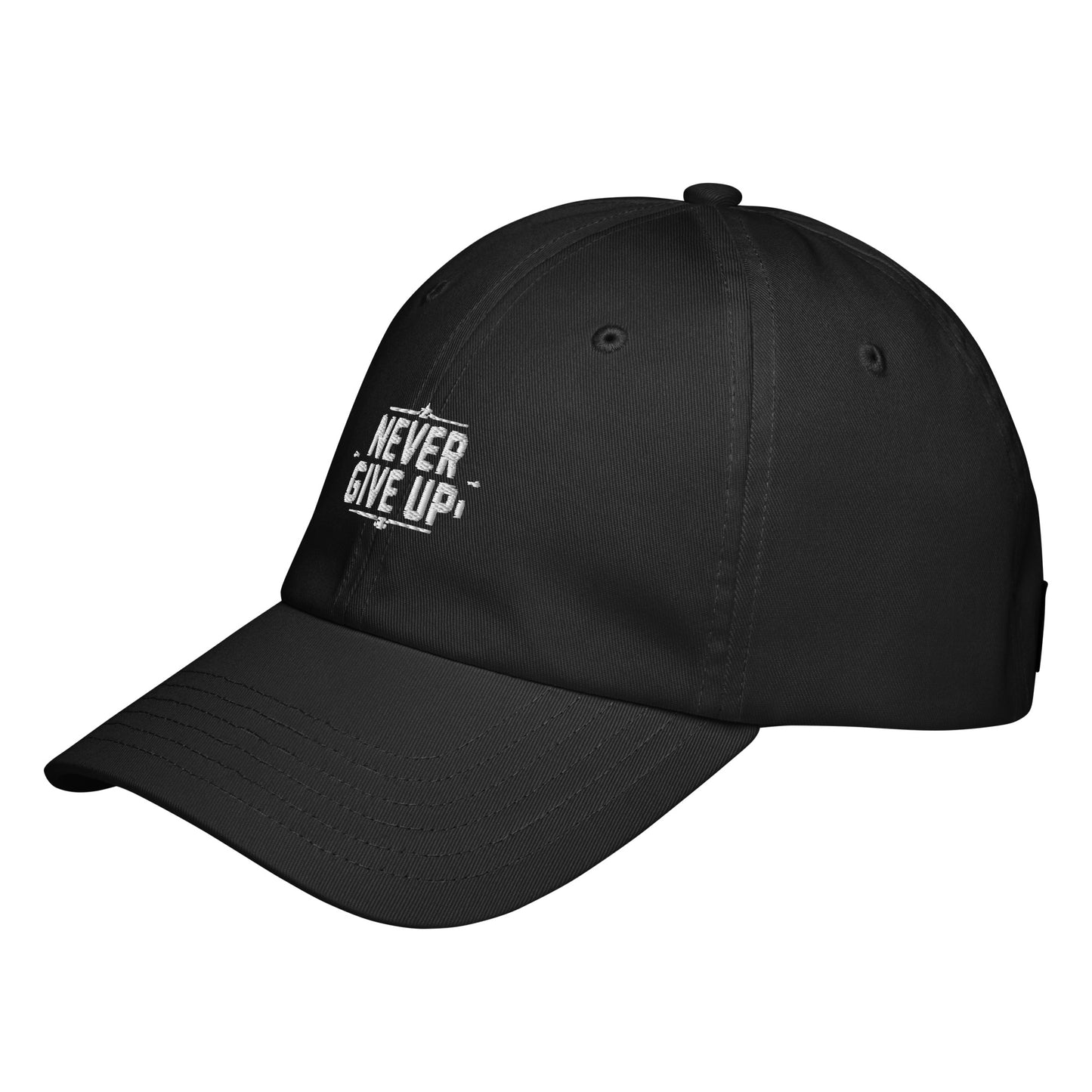 Never give up Under Armour® dad hat (Dark variant)