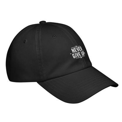 Never give up Under Armour® dad hat (Dark variant)