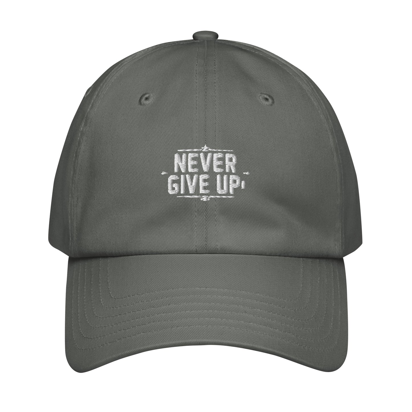 Never give up Under Armour® dad hat (Dark variant)