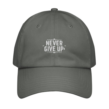 Never give up Under Armour® dad hat (Dark variant)