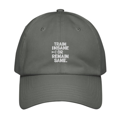 Train insane or remain same Under Armour® dad hat (Dark variant)