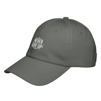 Never give up Under Armour® dad hat (Dark variant)