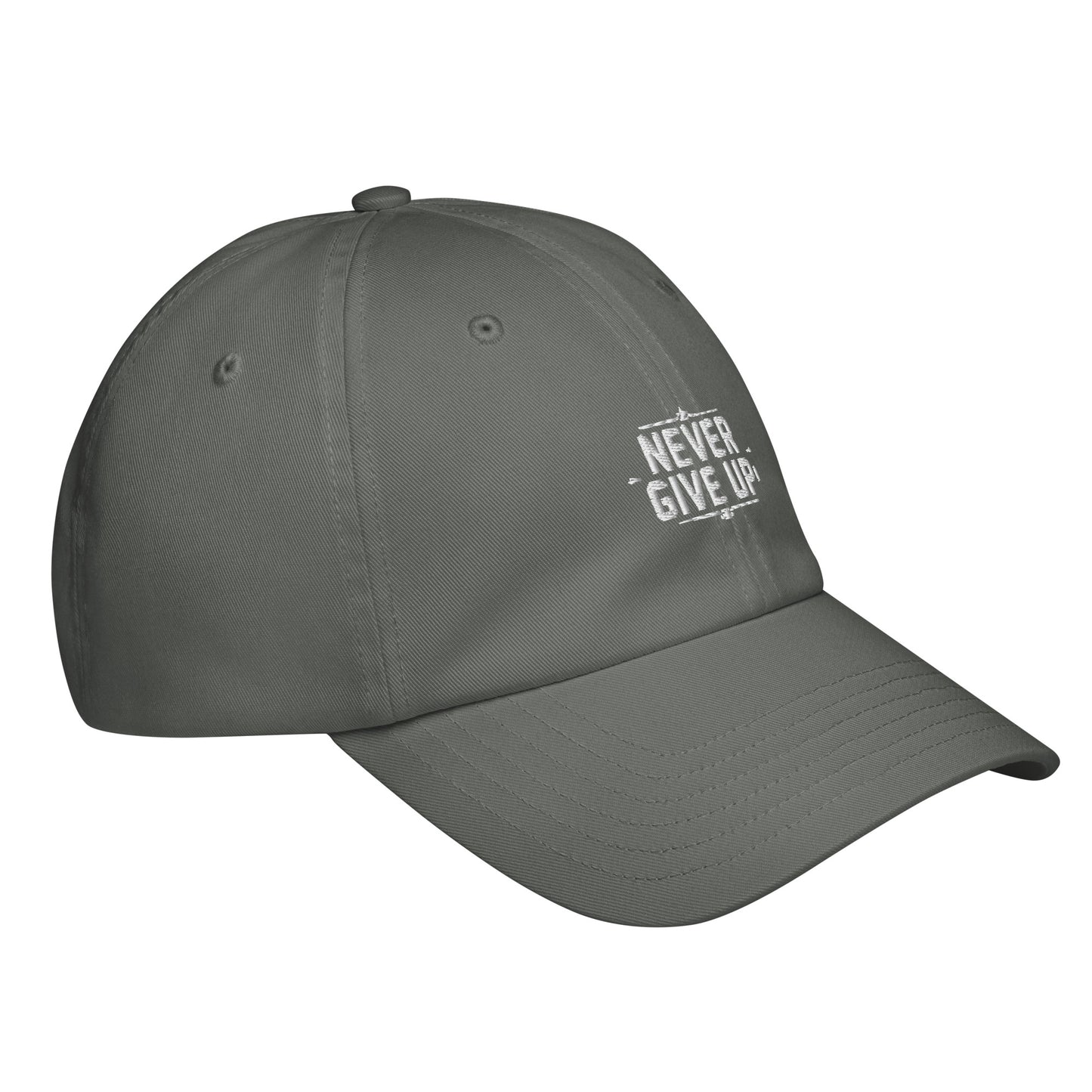 Never give up Under Armour® dad hat (Dark variant)