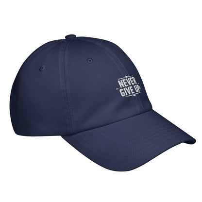 Never give up Under Armour® dad hat (Dark variant)