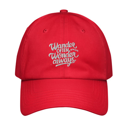 Wander often wonder always Under Armour® dad hat (Dark variant)
