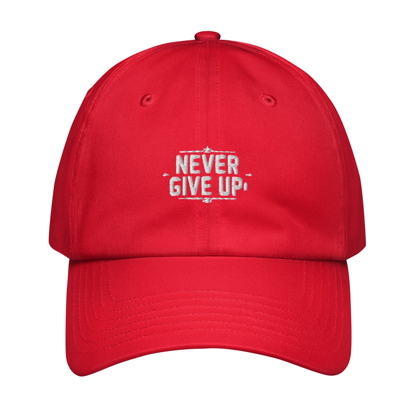 Never give up Under Armour® dad hat (Dark variant)