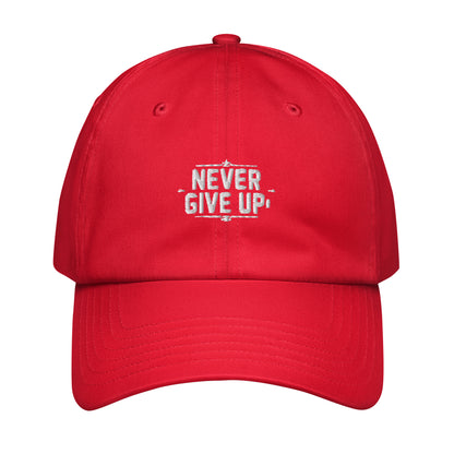 Never give up Under Armour® dad hat (Dark variant)