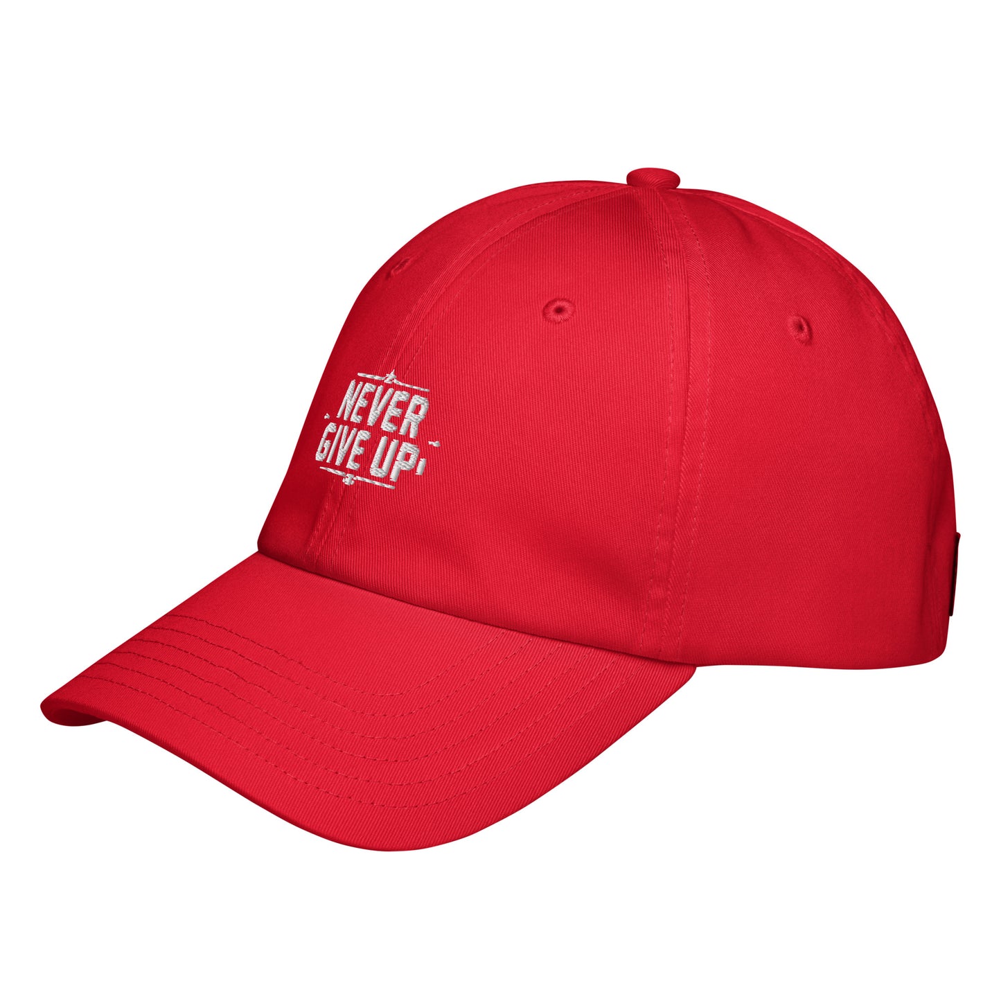 Never give up Under Armour® dad hat (Dark variant)