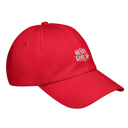 Never give up Under Armour® dad hat (Dark variant)