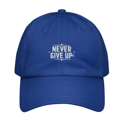 Never give up Under Armour® dad hat (Dark variant)