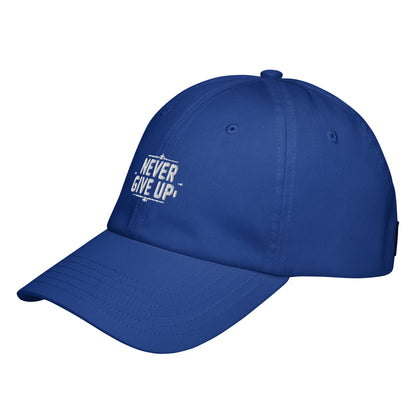Never give up Under Armour® dad hat (Dark variant)
