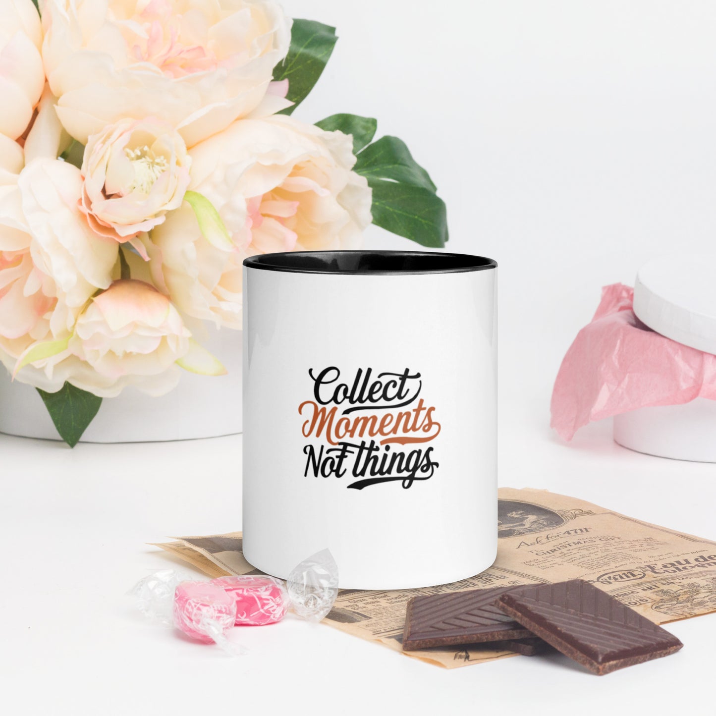 Collect moments not things Mug with Color Inside