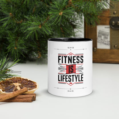 Fitness is lifestyle Mug with Color Inside