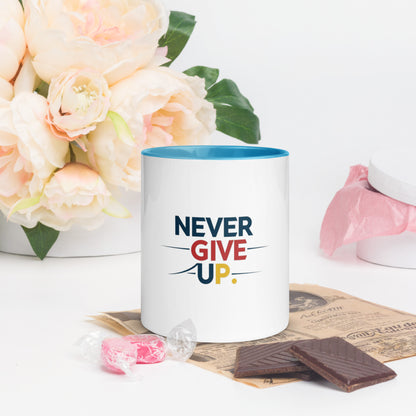 Never Give up Mug with Color Inside