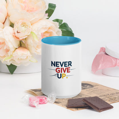 Never Give up Mug with Color Inside