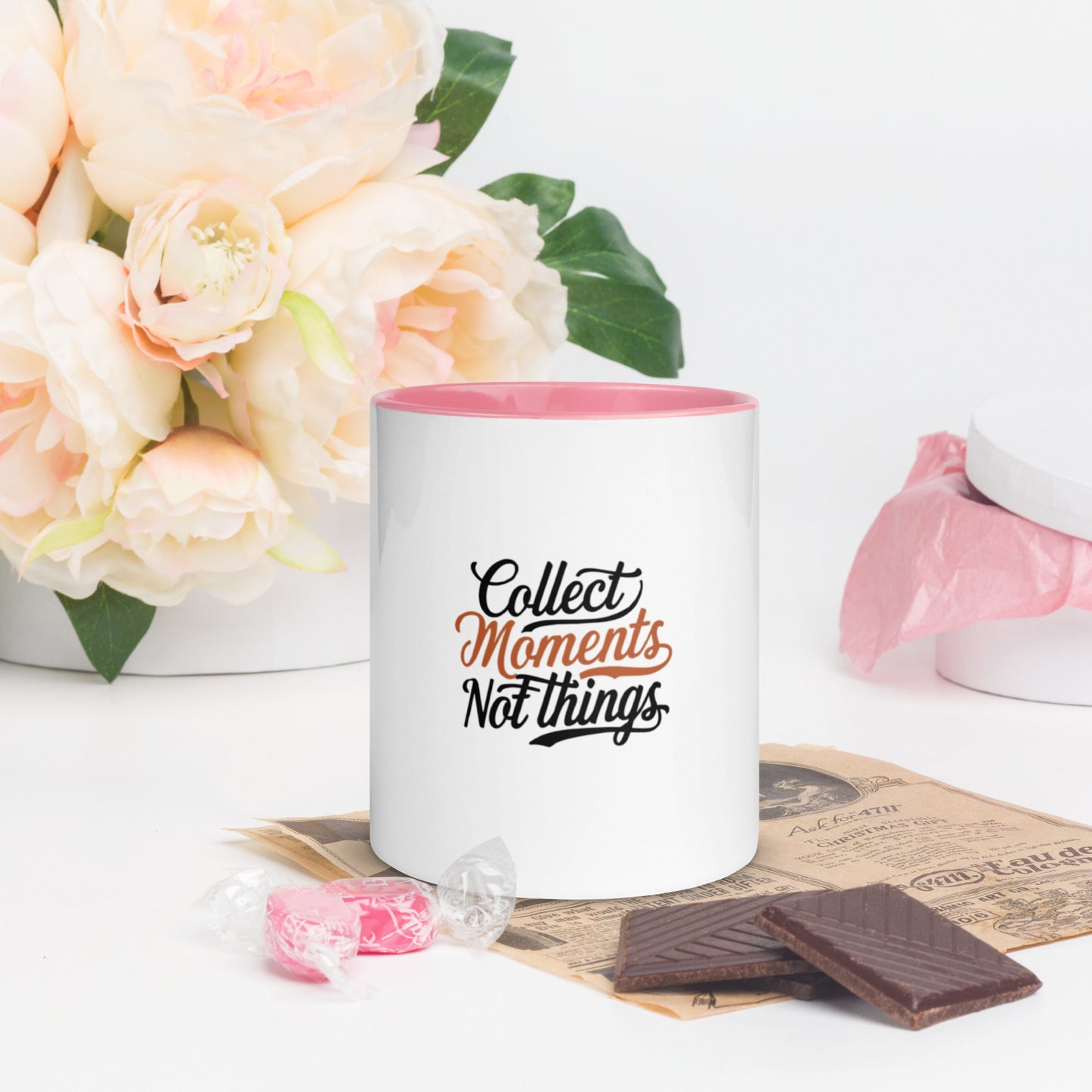 Collect moments not things Mug with Color Inside